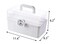 Plastic Storage Box with 3-Tier Fold Tray,Tool Organizer Portable Handled Case,Portable Lockable Container for Arts, Crafts,Cosmetic, Sewing, Toy, Washi Tape, Legom,Clear/White